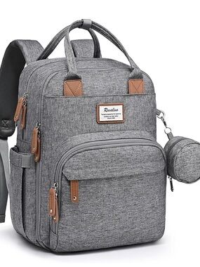 Baby Bag Backpack- Gray-SUPER VERSATILE- RUVALINO Diaper Bag Backpack NEW